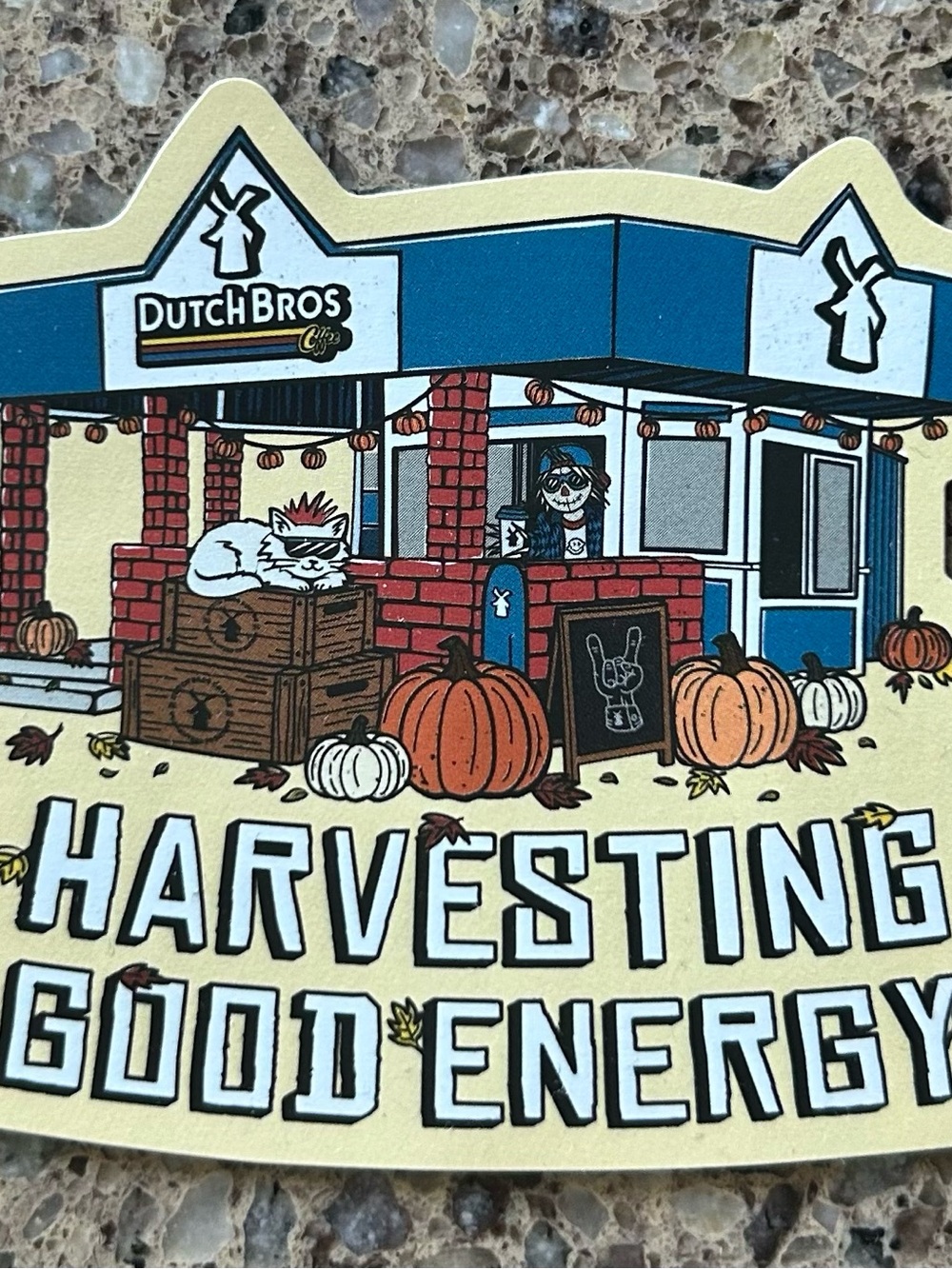 Dutch Bros Sticker - Blue, Orange, Cream